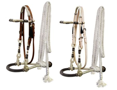 Showman Fine quality rawhide core show bosal with a cotton mecate rein