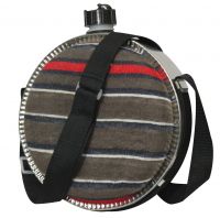 Showman 4 qt leak proof metal bound blanket covered canteen with lid and nylon strap carrier