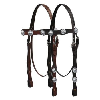 Double Stitched Browband Headstall with Copper Berry Conchos