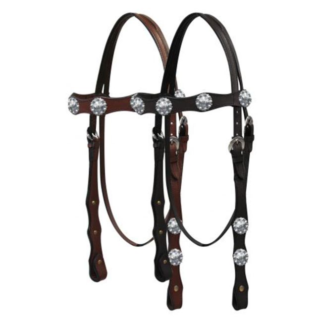 Double Stitched Browband Headstall with Copper Berry Conchos