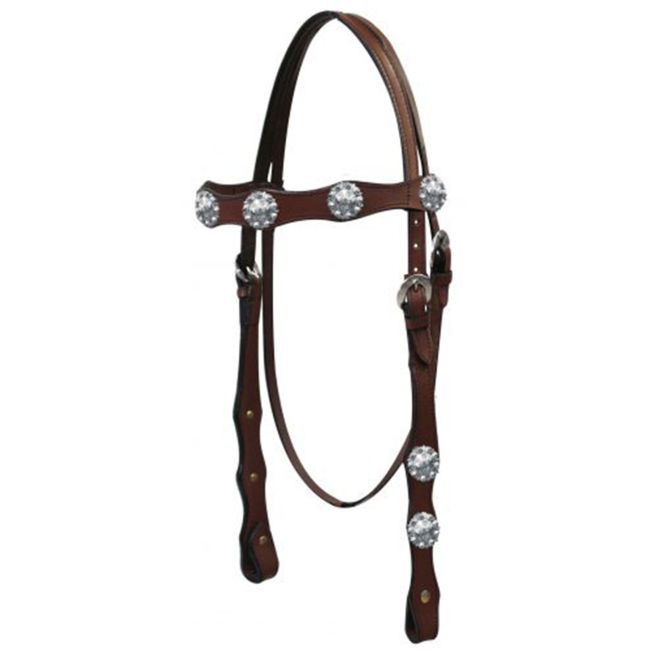 Double Stitched Browband Headstall with Copper Berry Conchos #3