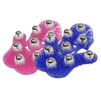 Showman Rubber Massage Hand Curry with Metallic Rollers