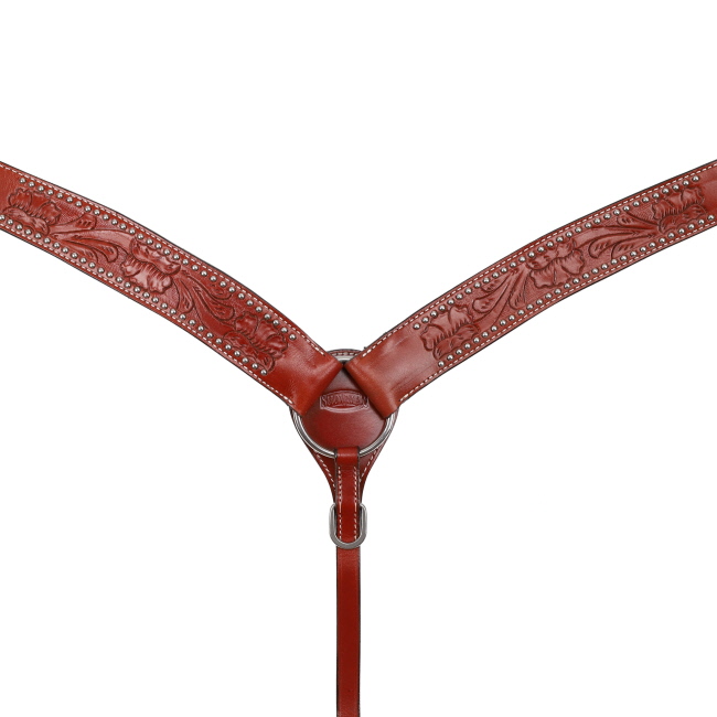 Showman Breastcollar with Floral Tooling and Silver Studs #2