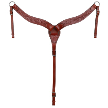Showman Contoured Leather breastcollar accented with floral tooling
