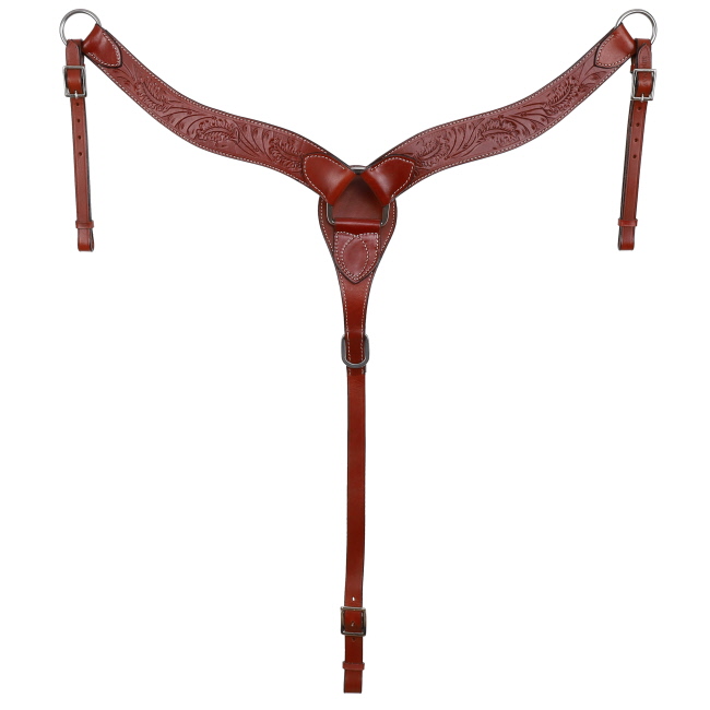 Showman Contoured Medium Breastcollar with Floral Tooling