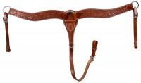 Showman Contoured Leather breastcollar accented with floral tooling