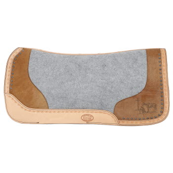 Showman Felt Bottom Saddle Pad with Hand Tooled Hair on Argentina Cowhide and Laser Etched Praying Cowboy