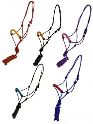 Showman Horse Size cowboy knot halter with matching removable lead in assortment of colors