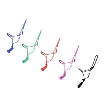 Horse Size Adjustable Cowboy Knot Halter with Braided Noseband