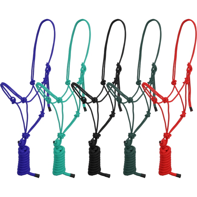 Showman Assorted Cowboy Knot Halter with 8 Ft Lead