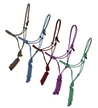 Showman Medium/Large PONY Size Adjustable Cowboy Knot Halter with Removable Lead