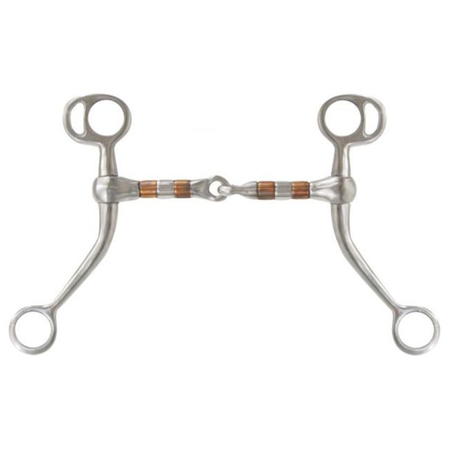 Showman Stainless Steel Tom Thumb Bit with Broken Mouthpiece and Copper Rollers