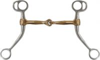 Showman stainless steel Tom Thumb bit with 6.75" cheeks. Copper 5" broken mouth piece