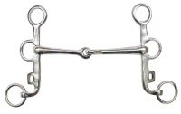 Showman Stainless steel Argentine Snaffle. 5" Broken Mouth