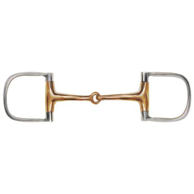 Showman Stainless Steel d-ring style bit with 3" D cheek. Copper 5" broken mouth piece