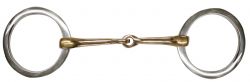Showman Stainless steel O-ring style bit with 3.75" ring cheeks. Copper 5.25" broken mouth piece