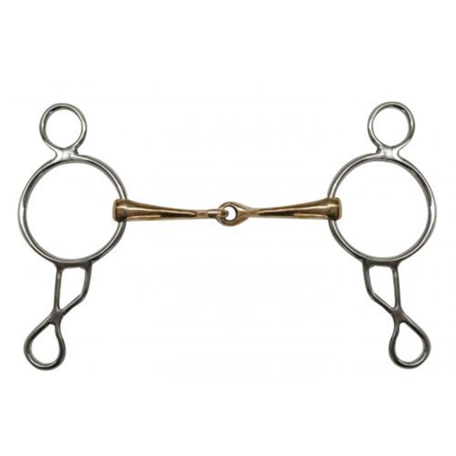 Showman Stainless Steel Tom Thumb Bit – 6.75″ Cheeks, Copper Broken Mouth (Model 46220)