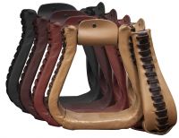 Showman leather covered western stirrups