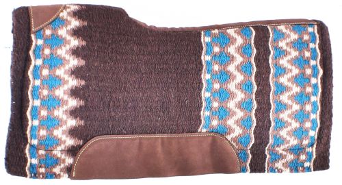 Showman 34" x 36" Brown, Cream, and Turquoise memory felt bottom saddle pad