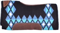 Showman 34" x 36" Black, Blue, and Teal memory felt bottom saddle pad