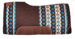 Showman 34" x 36" Brown and Turquoise memory felt bottom saddle pad - diamond pattern