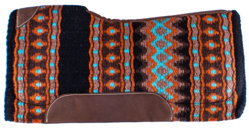 Showman 34" x 36" x 3&#47;4" Turquoise, orange and black colored memory felt bottom saddle pad