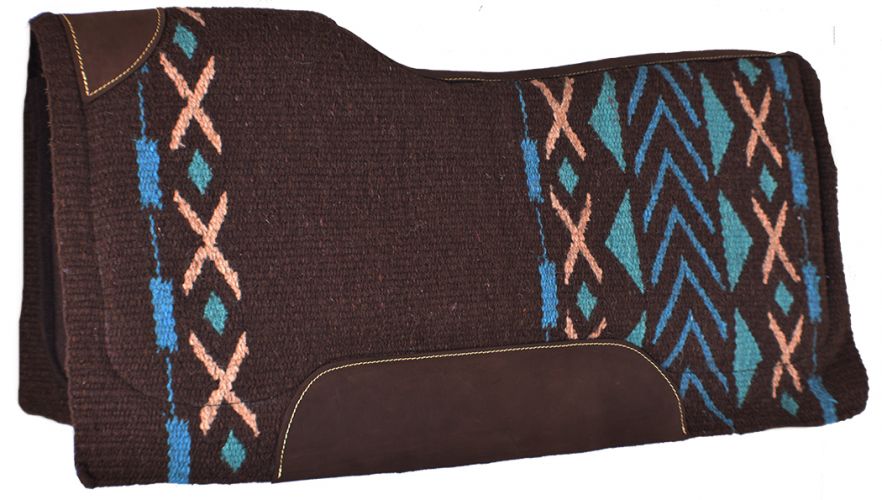 Showman 34" x 36" x 3&#47;4" Teal, Turquoise, Tan and Brown colored memory felt bottom saddle pad