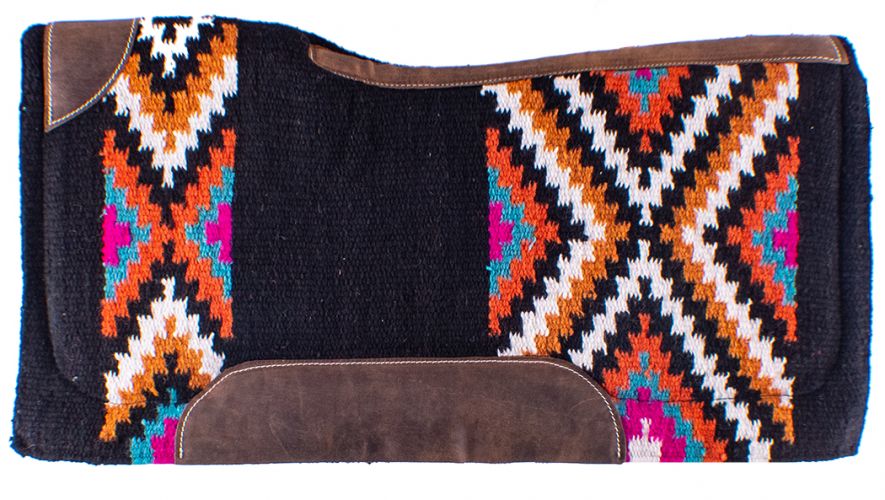 Showman 34" x 36" x 3&#47;4" Turquoise, orange, mustard and pink colored memory felt bottom saddle pad