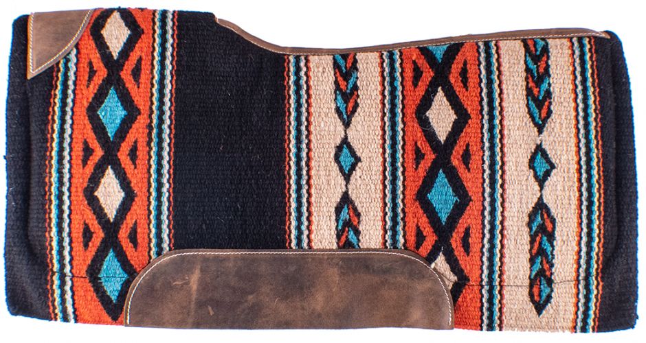 Showman 34" x 36" x 3&#47;4" Turquoise, orange and tan colored memory felt bottom saddle pad