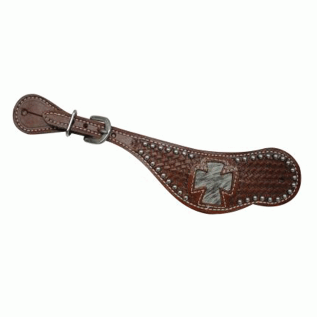 Showman Ladies' Hair on Cowhide Cross Spur Strap