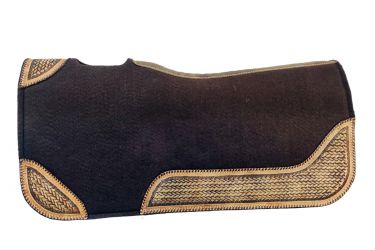 Showman 32" x 31" x 1" Brown Felt Saddle Pad with Light Oil Basket Stamp Leather Accents