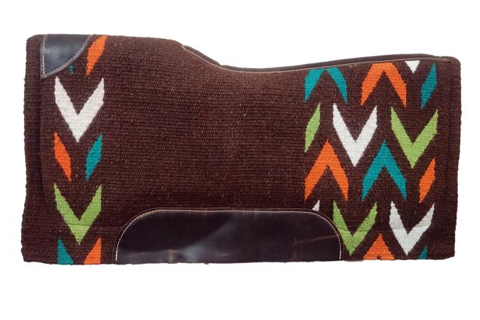 Showman Brown saddle pad with colorful arrow design
