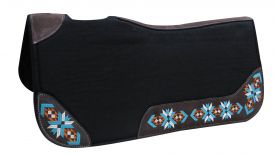 Showman 32" X 31" X 1" Black felt contoured pad with embroidered wear leathers
