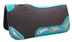 Showman 31" x 32" x 1" Brown felt saddle pad with hand painted peacock design