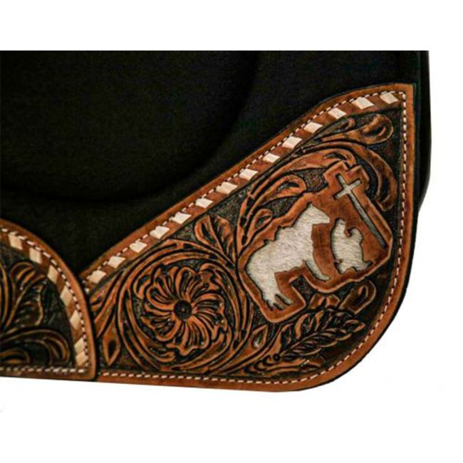 Showman 31" x 32" x 1" Black Built-Up Felt Pad with Praying Cowboy Inlay #2