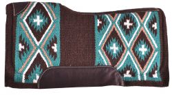 Showman 34" x 36" Brown and Teal Cross Design memory felt bottom saddle pad