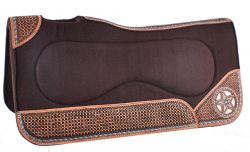 Showman 31" x 32" x 1" Brown Built Up Felt Saddle Pad with Texas Star Design