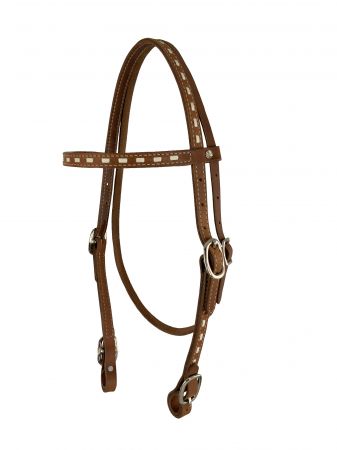 Showman Argentina Cow Leather buck stitched headstall with reins #2