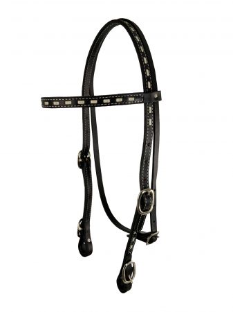 Showman Argentina Cow Leather buck stitched headstall with reins #3