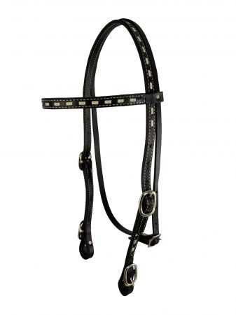 Showman Argentina Cow Leather buck stitched headstall with reins #3