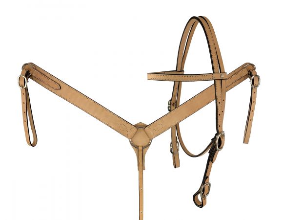 Showman Argentina Cow Leather headstall and breast collar set with reins #2