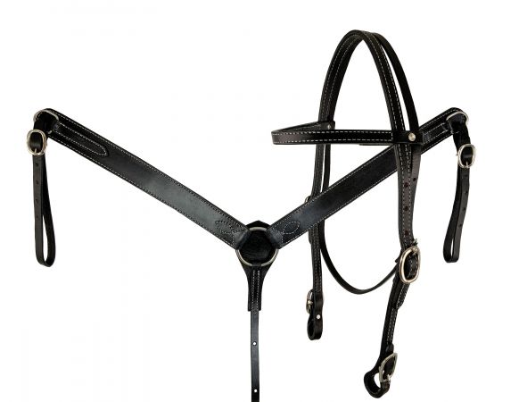 Showman Argentina Cow Leather headstall and breast collar set with reins #4