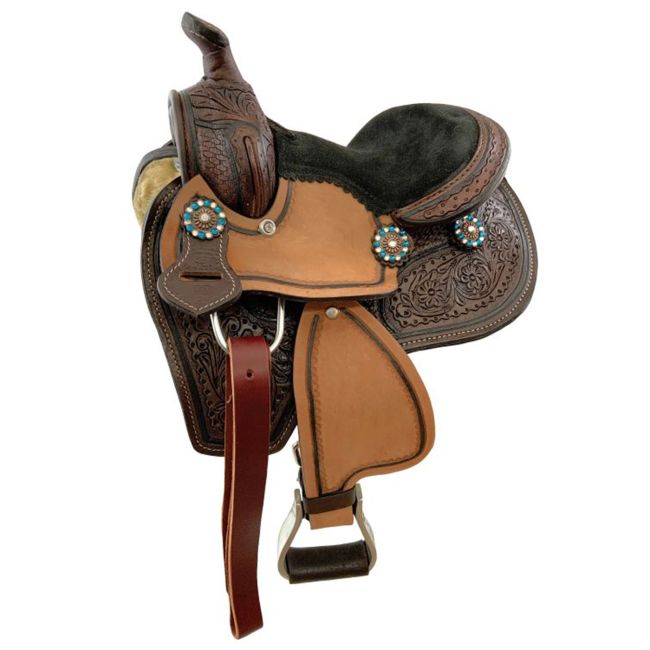 Double T Miniature Round Skirt Barrel Saddle - 8 Inch