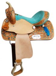 13" Double T Youth saddle with feather accents