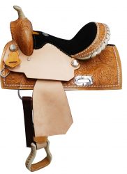 13" Double T Youth saddle with buck stitch trim