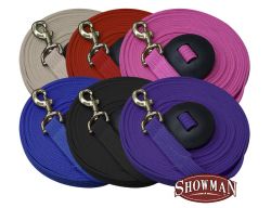 Showman 25' flat cotton web lunge line with brass snap