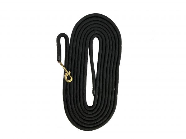 Heavy Duty 25' flat cotton lunge line with brass snap. Reinforced stitching and loop end #2