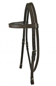 Dark Oil Horse Size Browband Leather Headstall with Reins