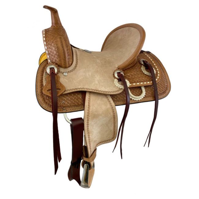 Double T Buckskin Gold Roping Style Saddle - 12 Inch