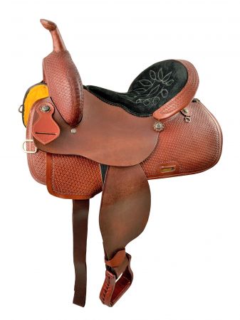 15" Economy Barrel Style Saddle Set with matching Headstall breast collar set #2